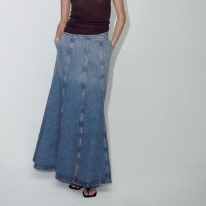 Zara limited edition denim long skirt